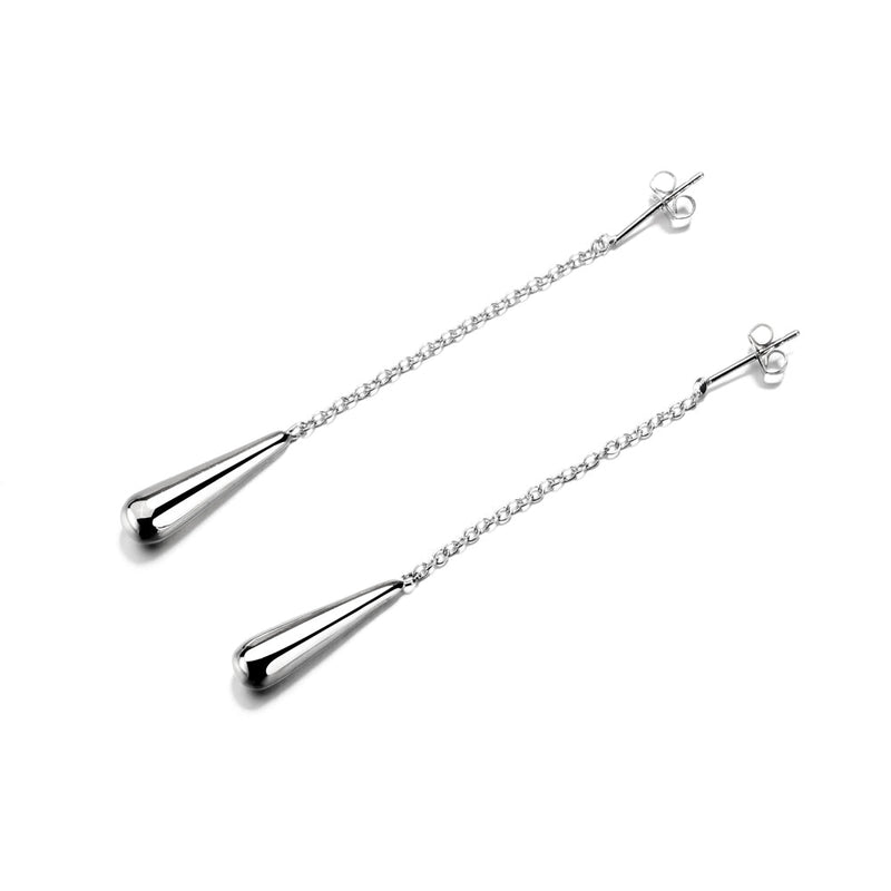 Sterling Silver Water Drop Pull-Through Earrings
