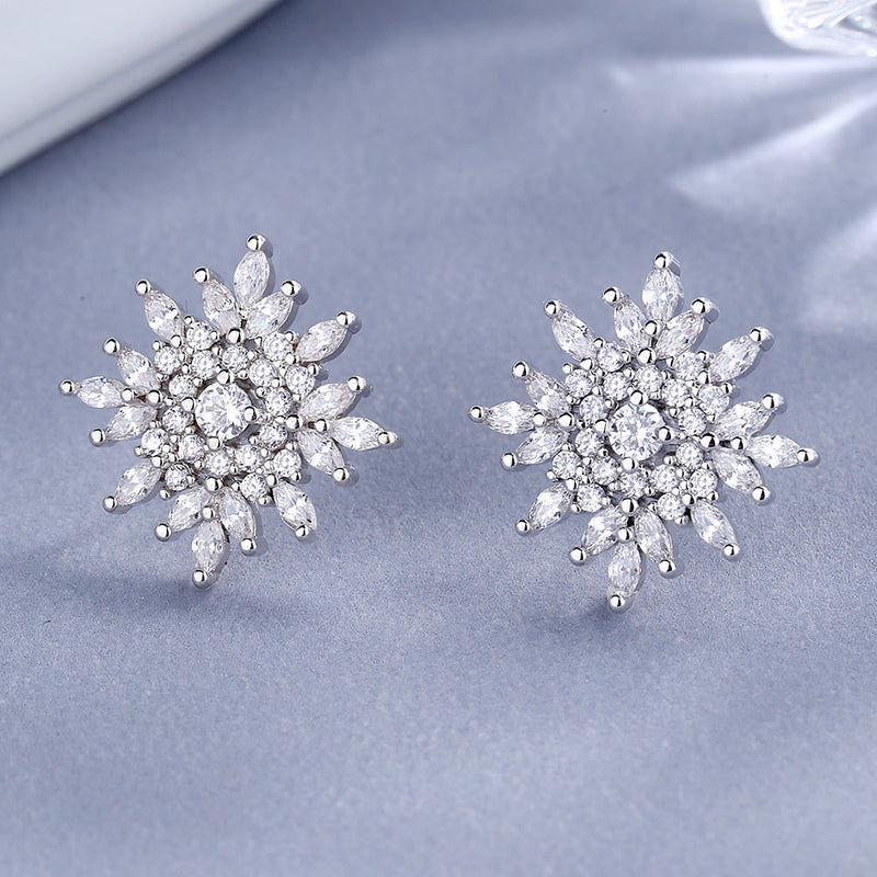 Amy and Annette Sterling Silver Starburst Stud Earrings With Crystals