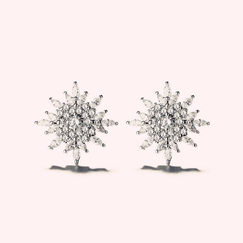 Amy and Annette Sterling Silver Starburst Stud Earrings With Crystals