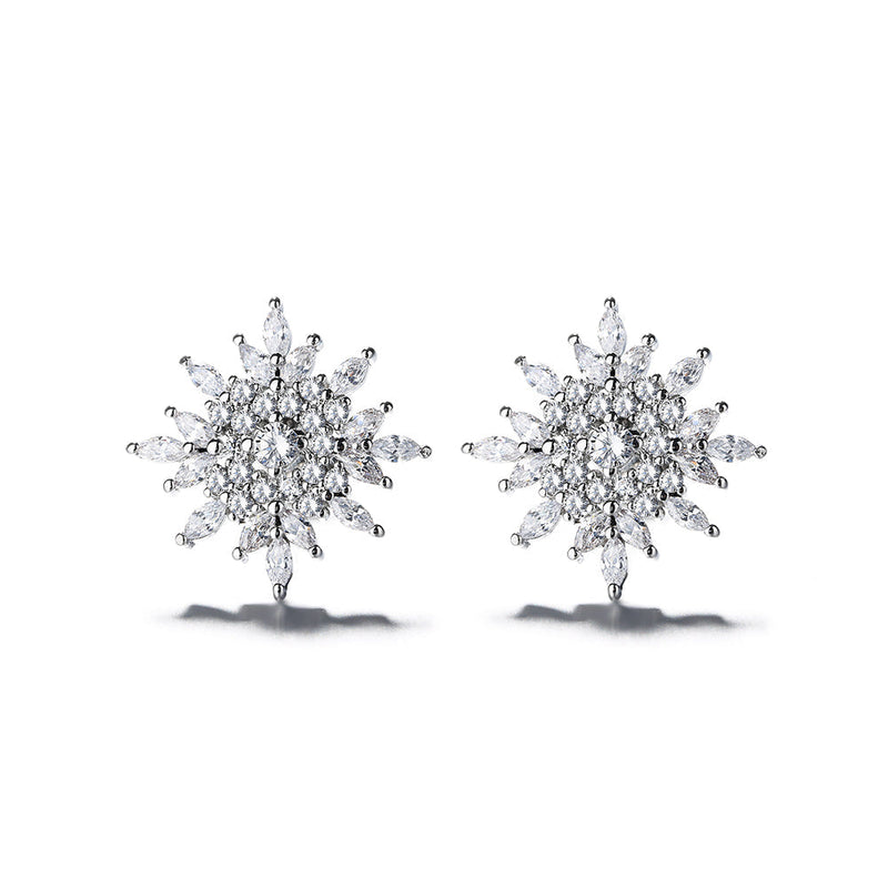 Amy and Annette Sterling Silver Starburst Stud Earrings With Crystals