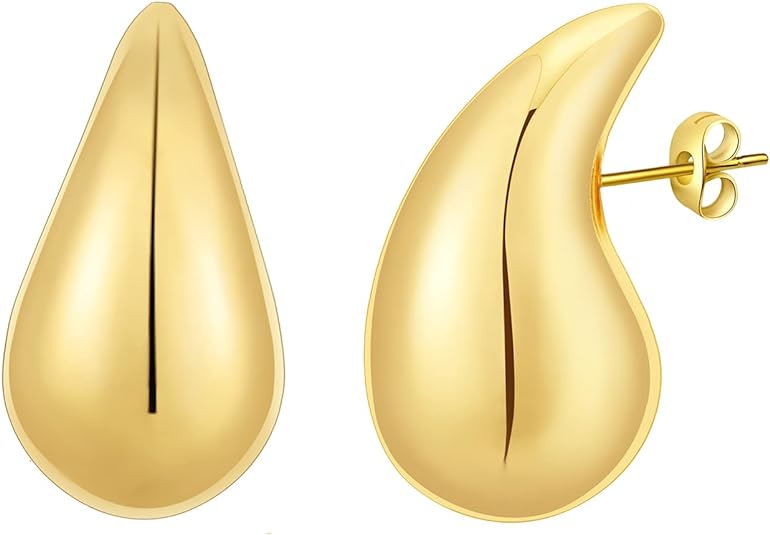 Amy and Annette 18K Gold Chunky Hoop Drop Earrings