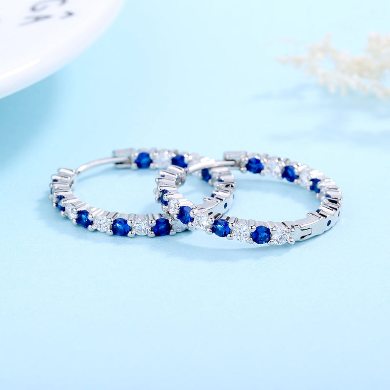 18K White Gold Plated Inside Out Hoop Earrings with crystals