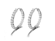 18K White Gold Plated Inside Out Hoop Earrings with crystals