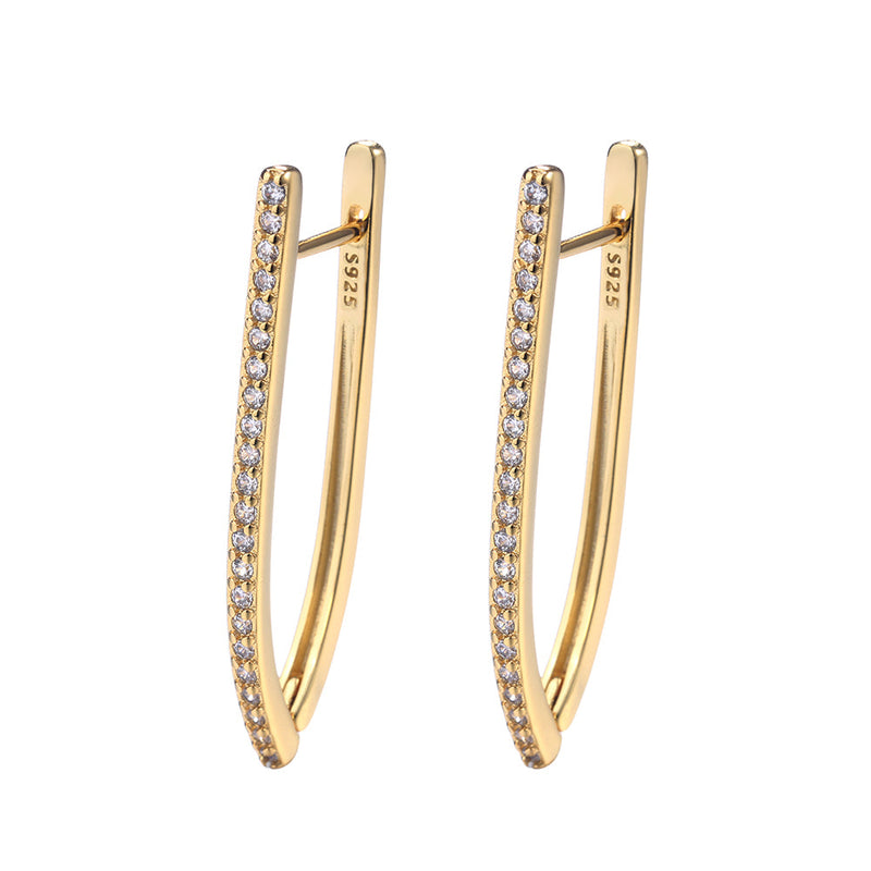 14K Gold over Sterling Silver Crystal Hoop Earrings