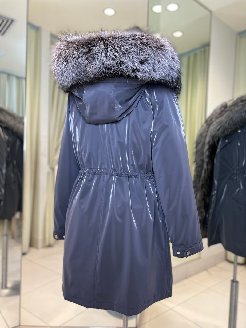 Genuine Silver Fox Fully Lined Hood Rabbit Insulated Parka