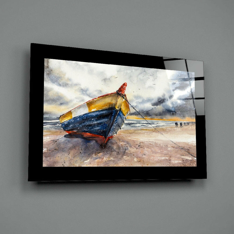 Lonely Kayak Glass Wall Art