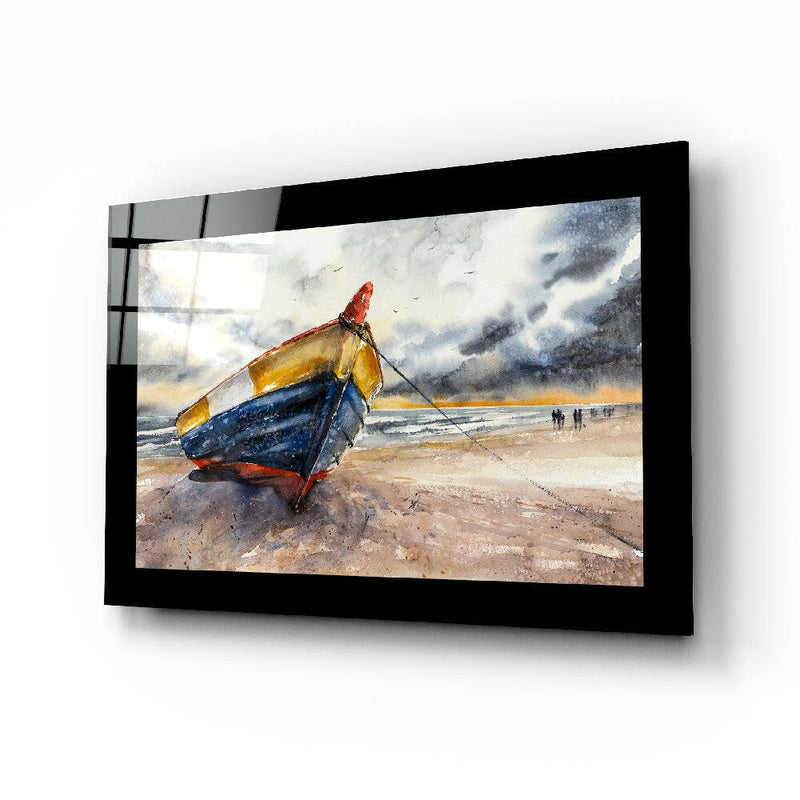 Lonely Kayak Glass Wall Art