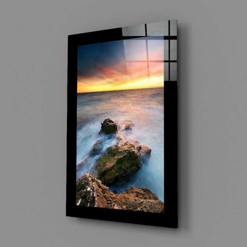Sunset on the Beach Glass Wall Art