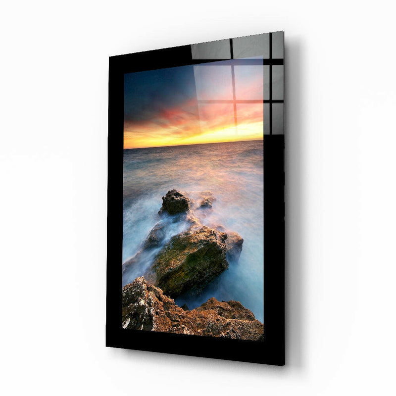 Sunset on the Beach Glass Wall Art