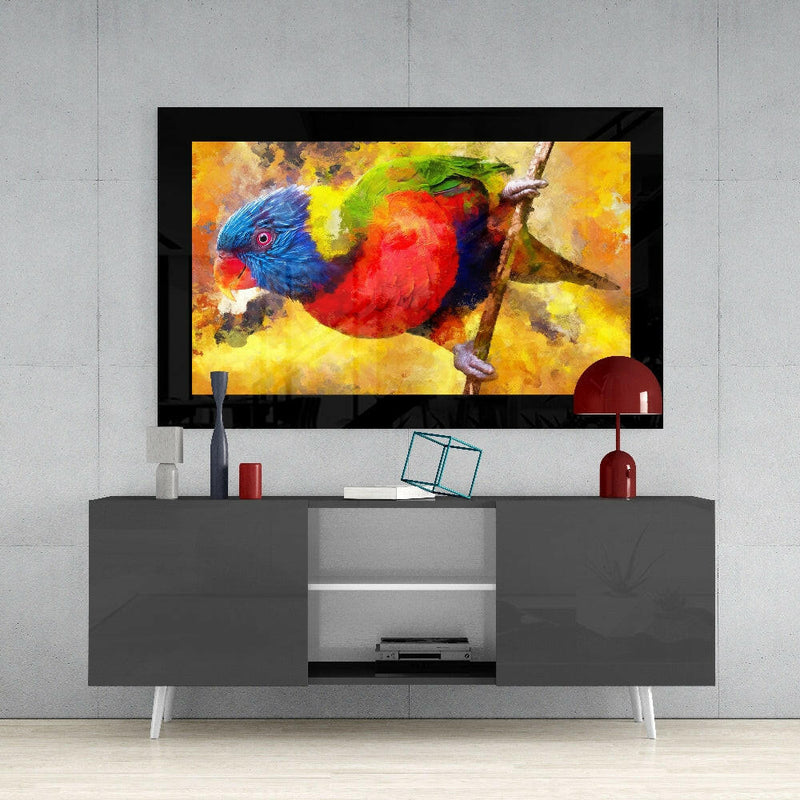 Tropical Parrot Glass Wall Art
