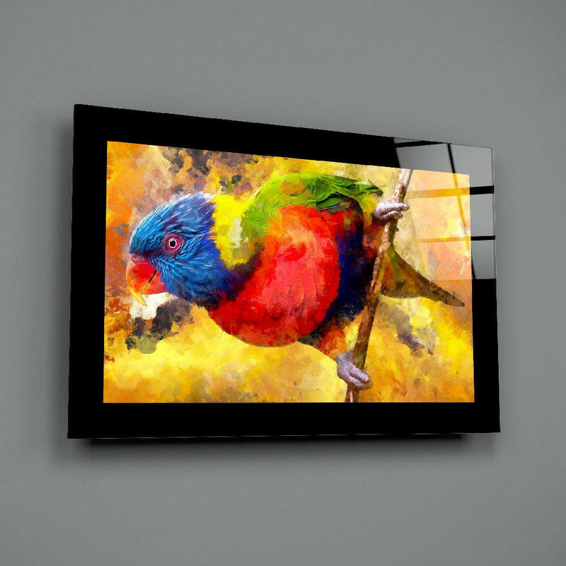 Tropical Parrot Glass Wall Art