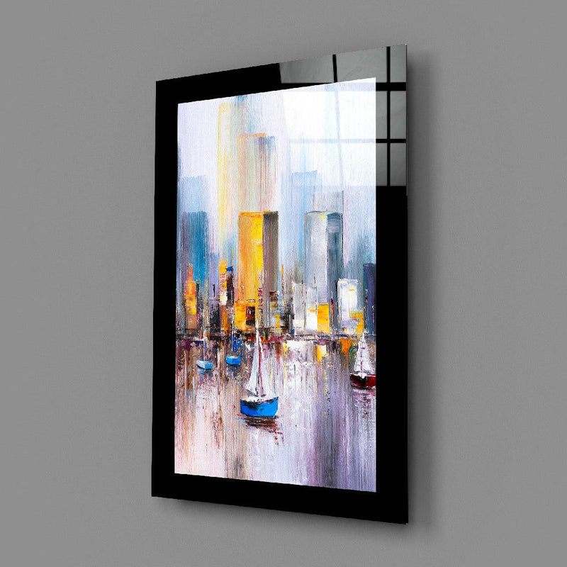 Sailboats Glass Wall Art