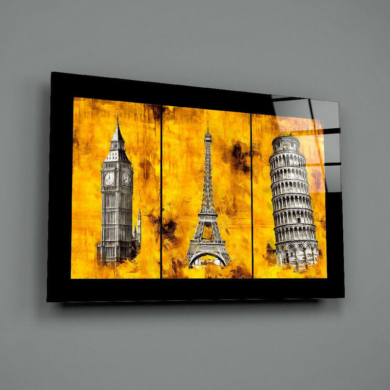 Rome Paris London Glass Wall Art