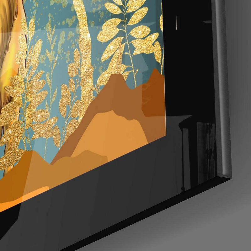 Golden Deer Glass Wall Art