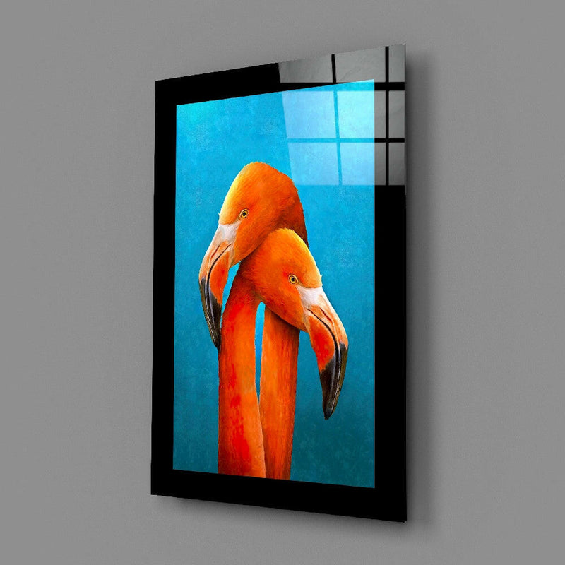 Flamingos Glass Wall Art