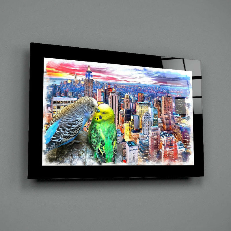 Budgies Glass Wall Art