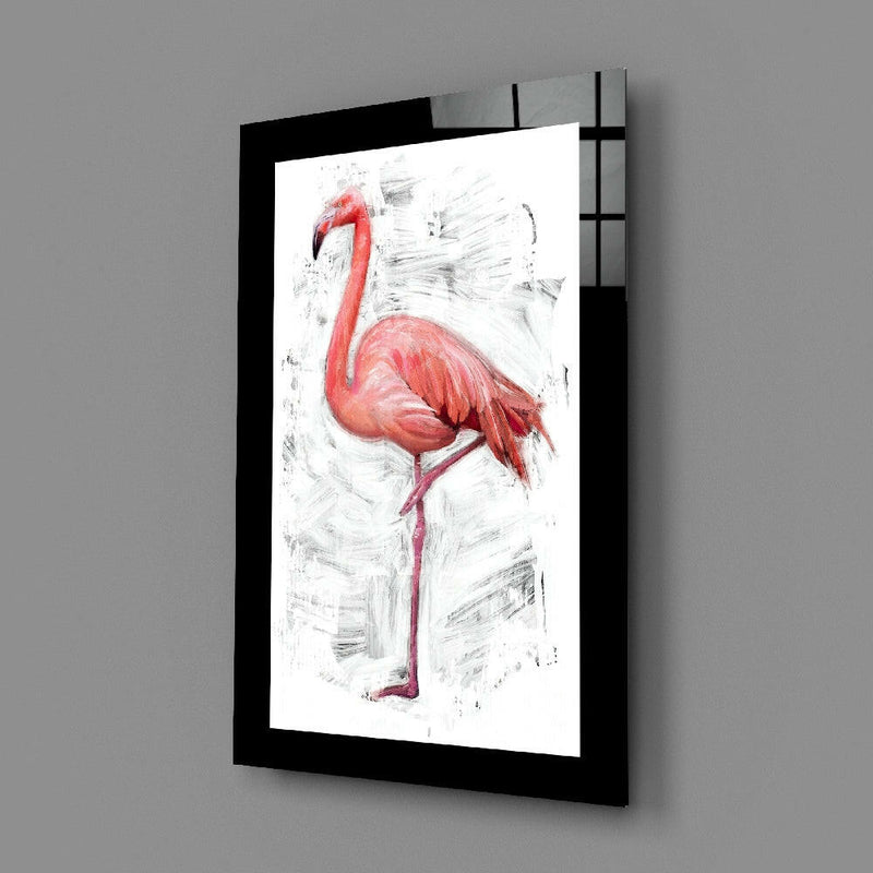 Lonely Flamingo Glass Wall Art