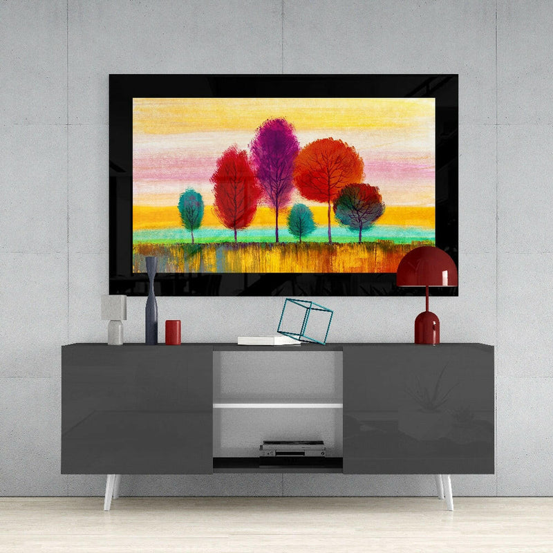 Pastel Trees Glass Wall Art