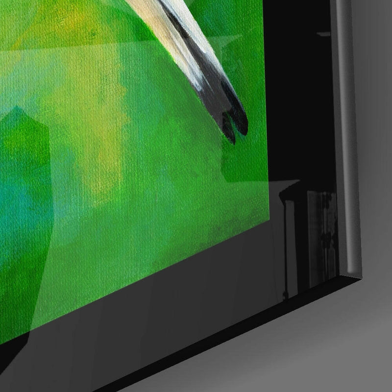 Bird on Branch Glass Wall Art