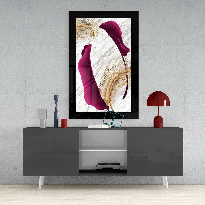 Harmonious Purple Leaf Glass Wall Art