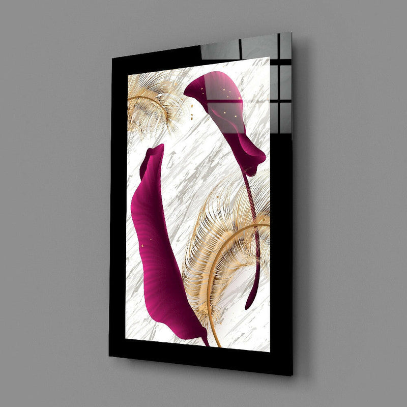 Harmonious Purple Leaf Glass Wall Art