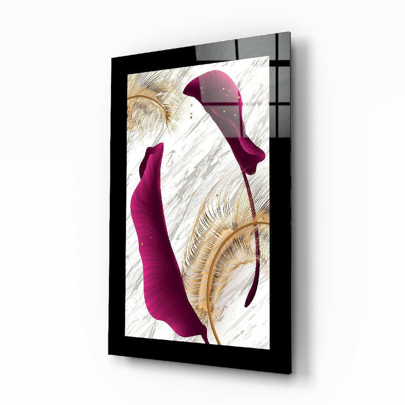 Harmonious Purple Leaf Glass Wall Art