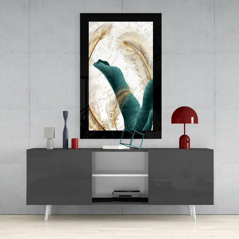 Emerald Leaf Glass Wall Art
