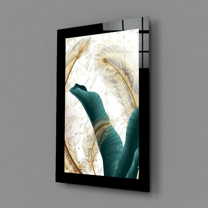 Emerald Leaf Glass Wall Art