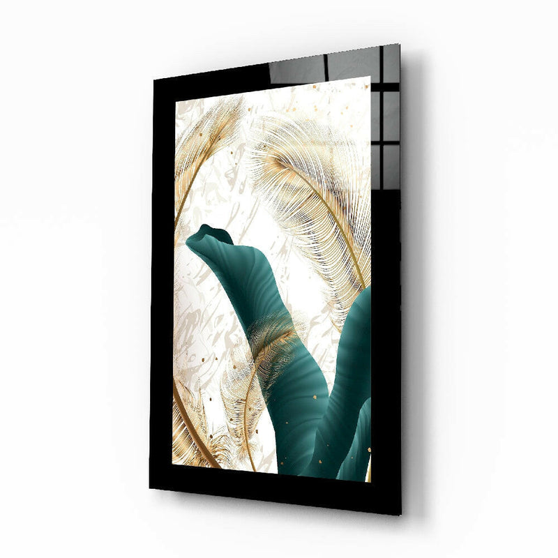 Emerald Leaf Glass Wall Art