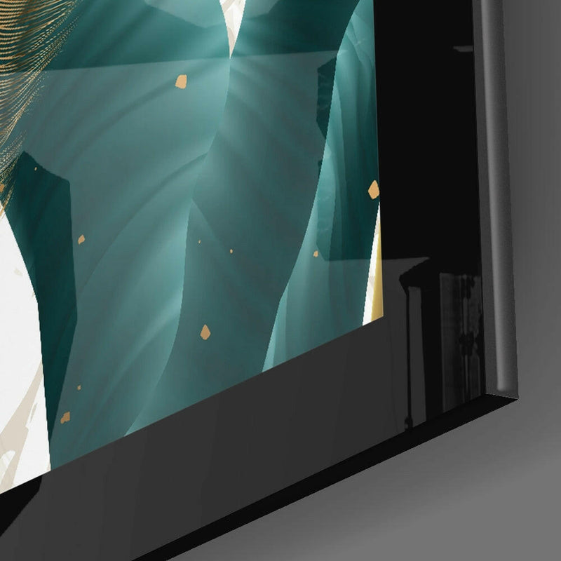 Emerald Leaf Glass Wall Art