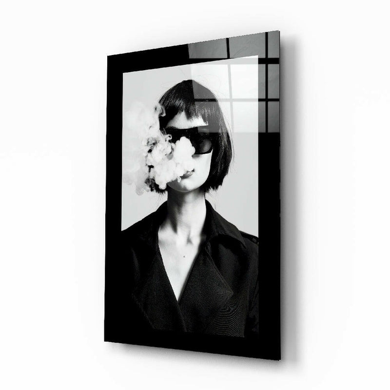Smoke and Woman Glass Wall Art