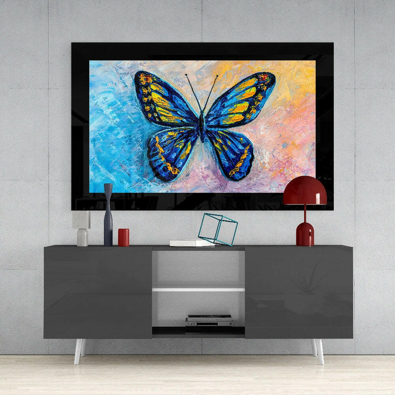Colorful Butterfly Glass Wall Art