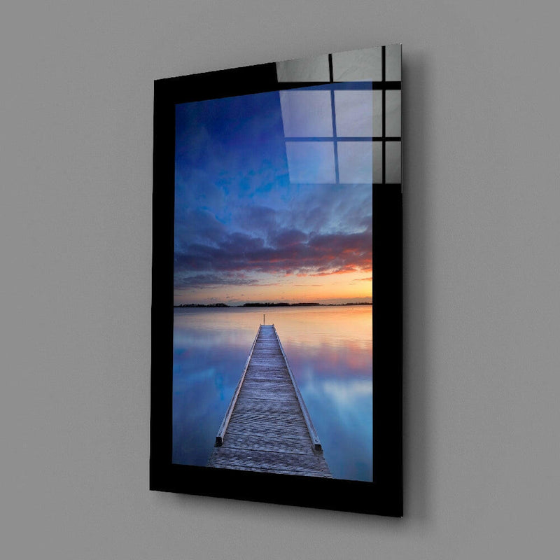 Sunset on the Dock Glass Wall Art