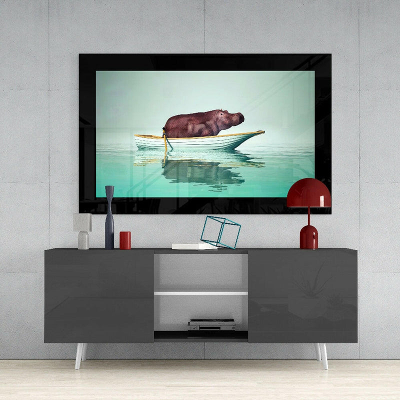Hippo Glass Wall Art