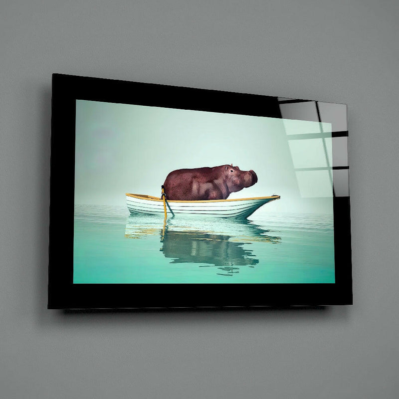 Hippo Glass Wall Art