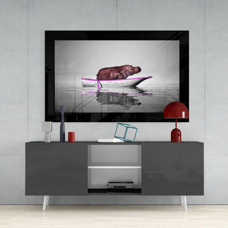 Hippo Glass Wall Art
