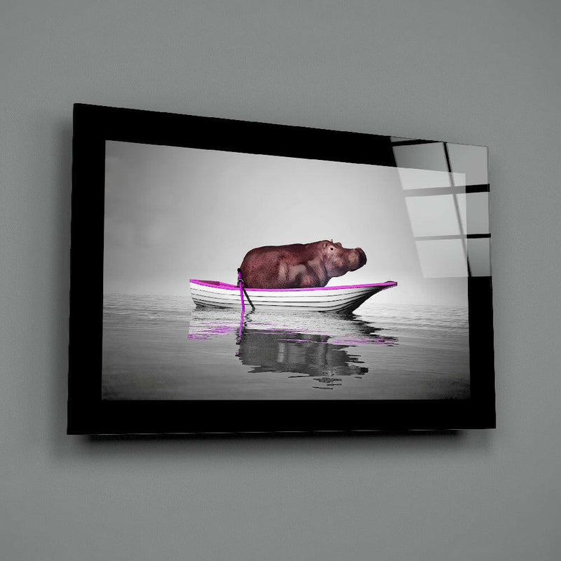 Hippo Glass Wall Art