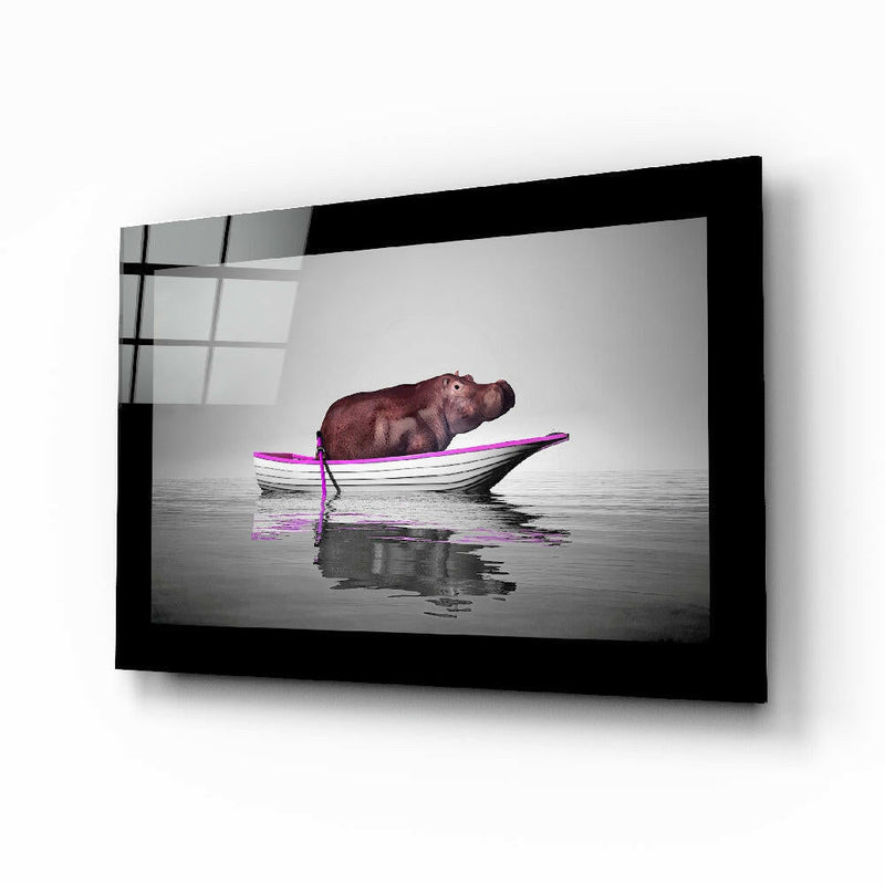 Hippo Glass Wall Art