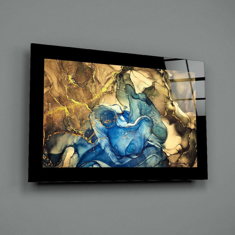 Gold Blue Glass Wall Art