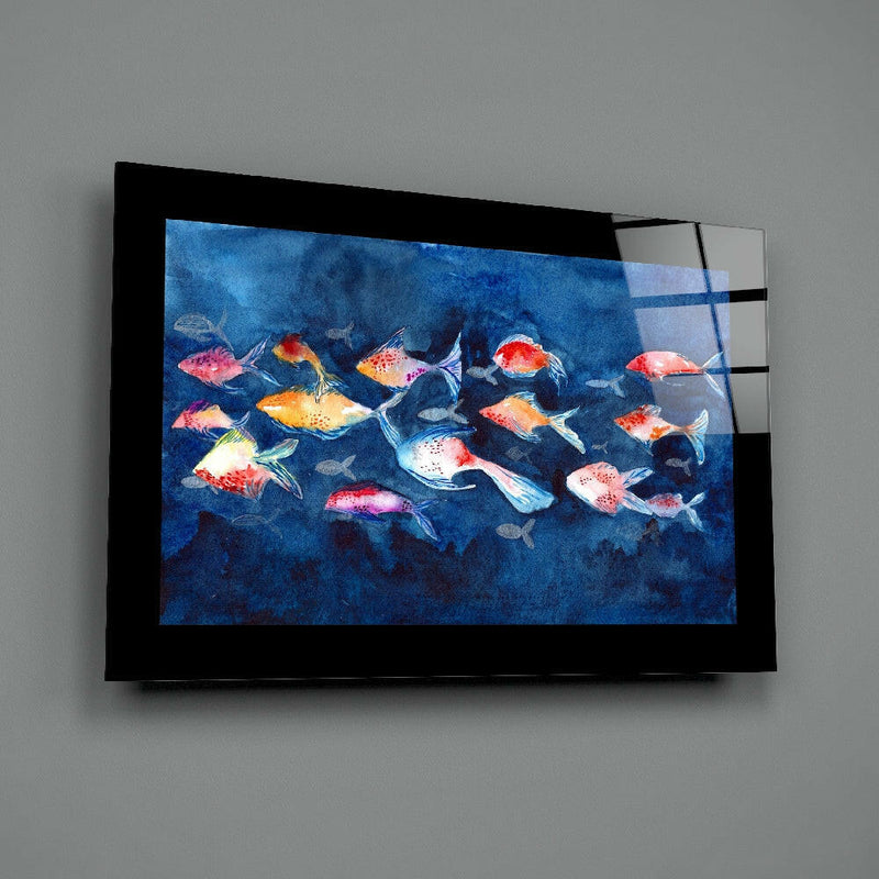 Colorful Fishes Glass Wall Art