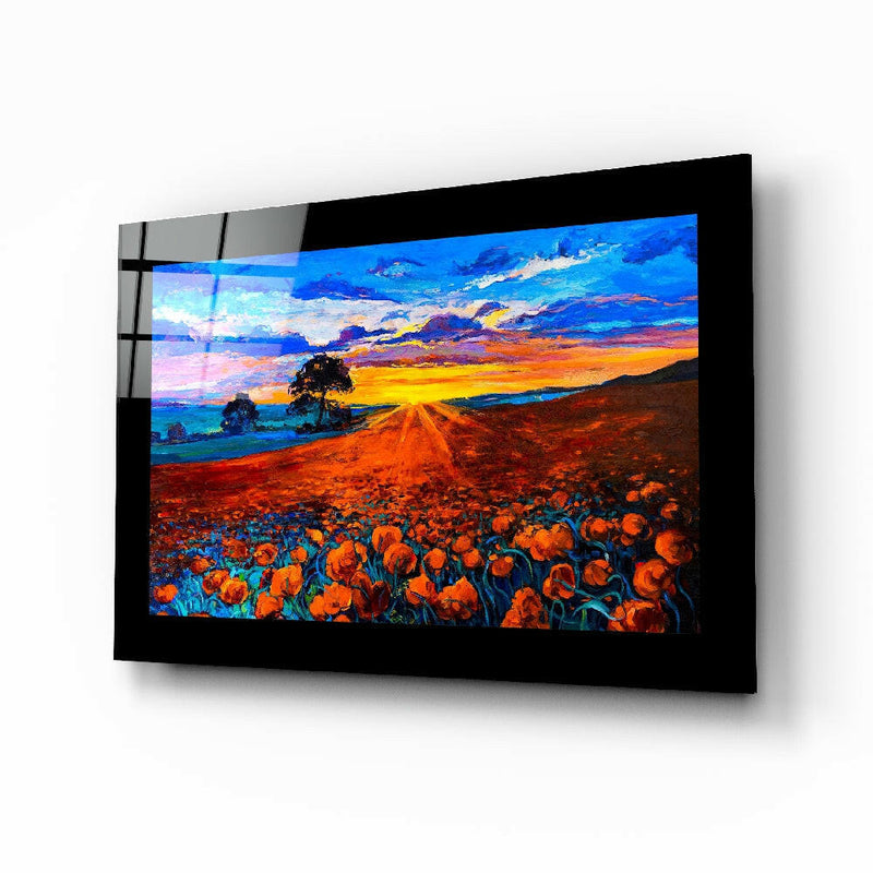 Poppy Field Glass Wall Art