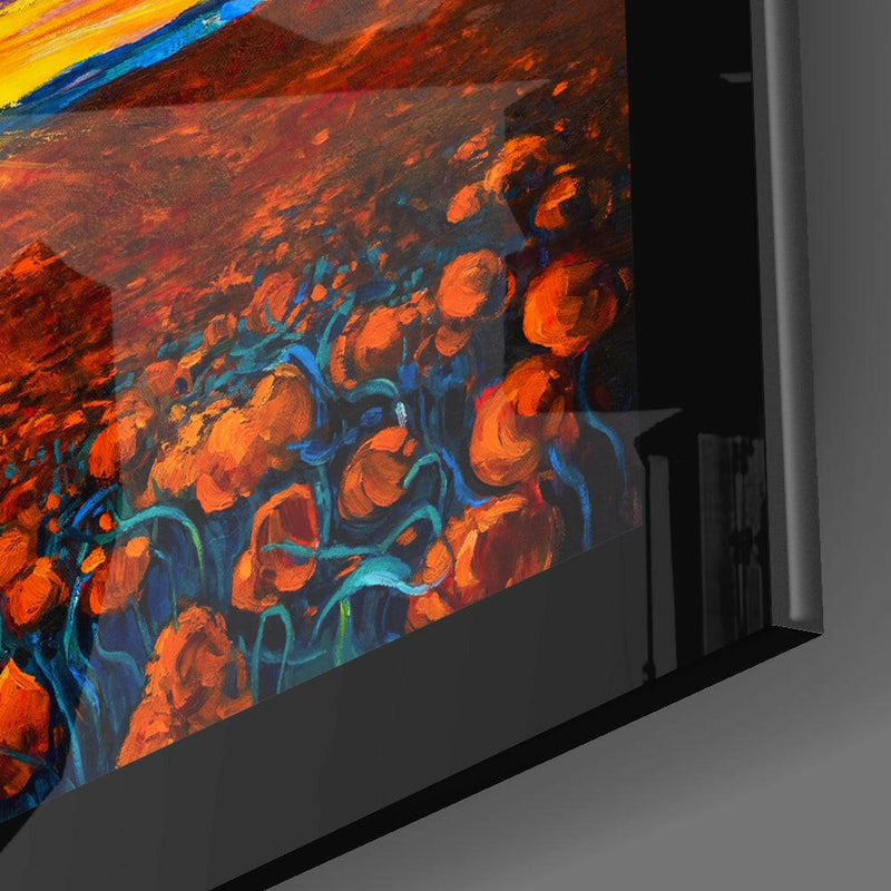 Poppy Field Glass Wall Art