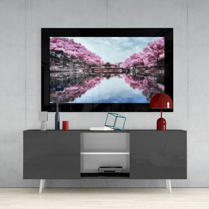 Sakura Trees Glass Wall Art