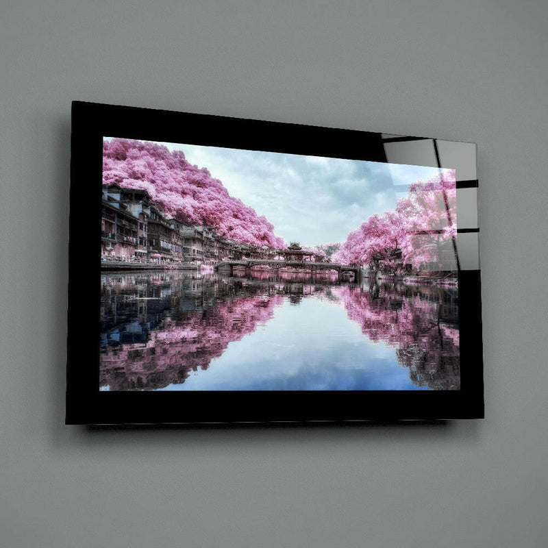 Sakura Trees Glass Wall Art