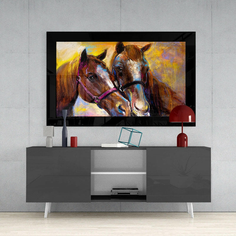 Farm Horses Glass Wall Art