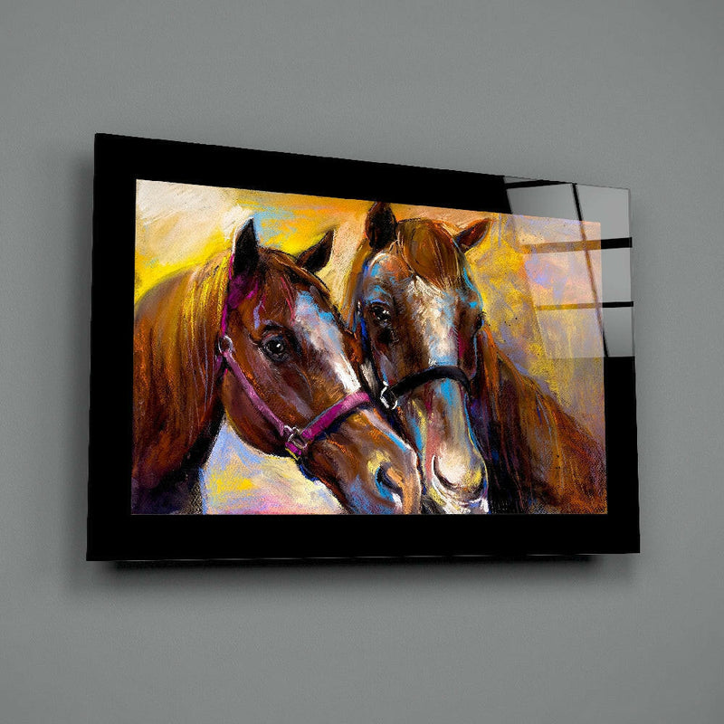 Farm Horses Glass Wall Art