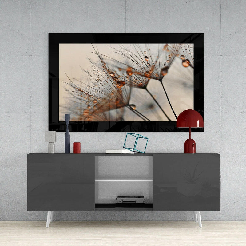Cinnamon Dandelion Glass Wall Art