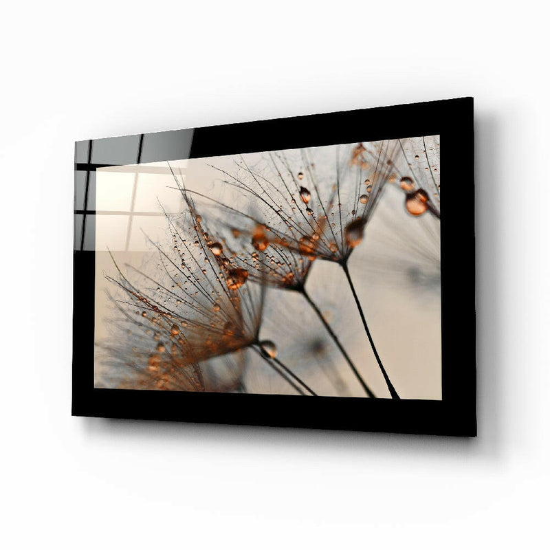Cinnamon Dandelion Glass Wall Art