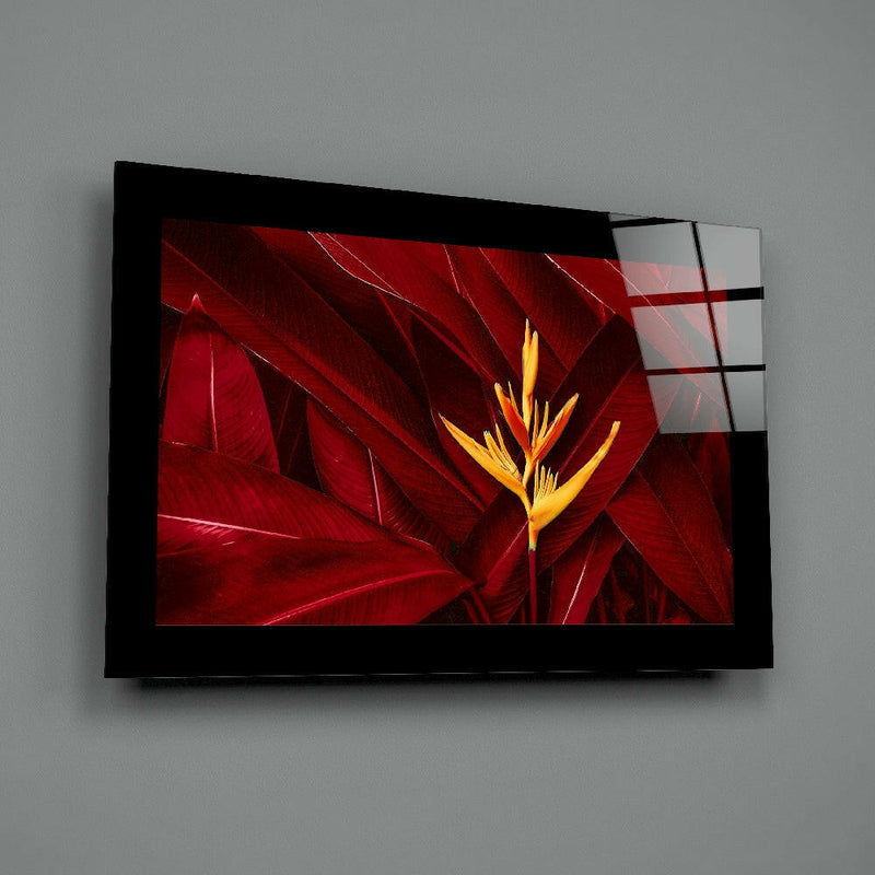 Red Leaves Glass Wall Art