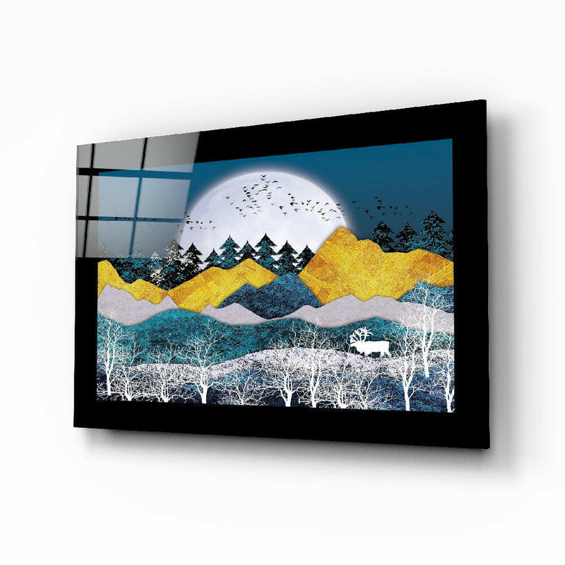 Golden Mountains Glass Wall Art